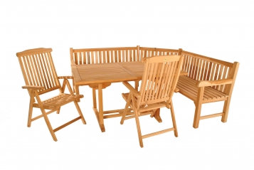 SAM® Gartenmöbel Set 4tlg mit Eckbank Teak Gartentisch ausziehbar 120-170 cm MADERA/ARUBA