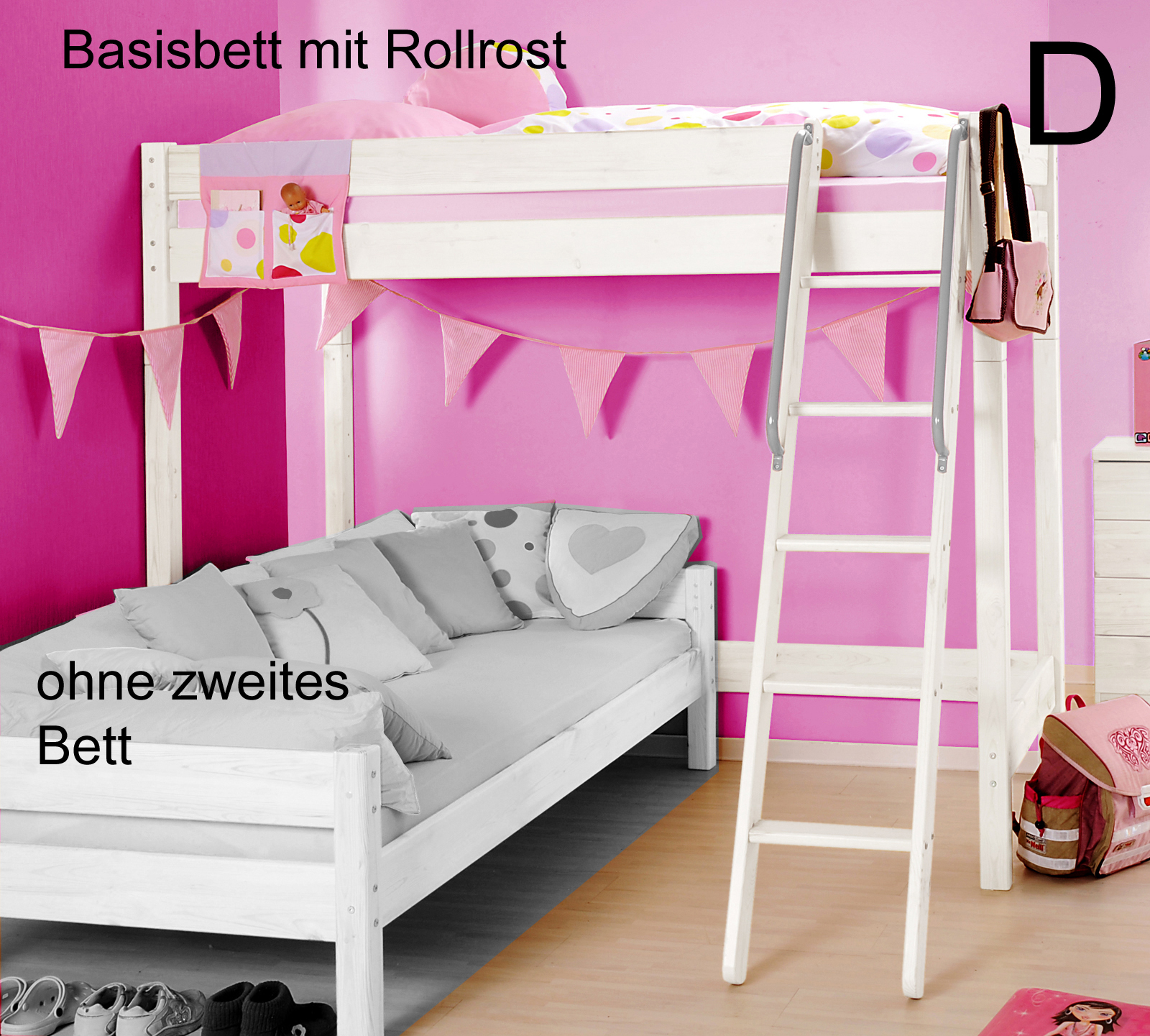 SAM® Kinder Hochbett weiß optional Massivholz WOLKE7