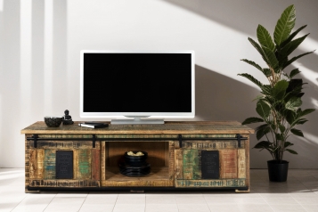 Lowboard Kommode TV-Board Mango massiv vielfarbig 180 x 50 x 55 cm LIBRO