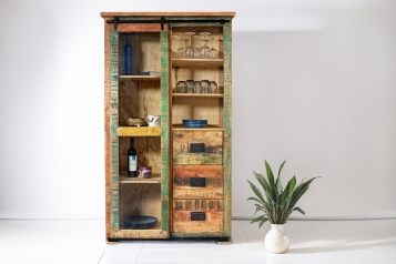 Highboard Vitrine Mango massiv vielfarbig 100 x 175 x 45 cm LIBRO