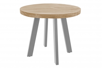 Esszimmertisch rund 130 cm Akazienholz naturfarben silber SOPHIA
