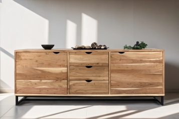 Sideboard Kommode Akazienholz naturfarben massiv 200 x 80 cm Sukhothai