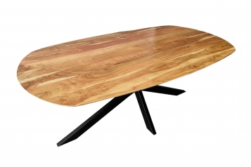 Esszimmertisch Oval 200 x 100cm Akazienholz massiv natur Spider-Gestell schwarz RAMA