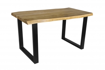Esstisch Baumkante Akazie massiv eichenfarben 160 x 85 U-Gestell schwarz CALI