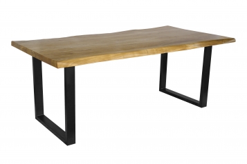 Esstisch Baumkante Akazie massiv eichenfarben 240 x 100 U-Gestell schwarz CALI