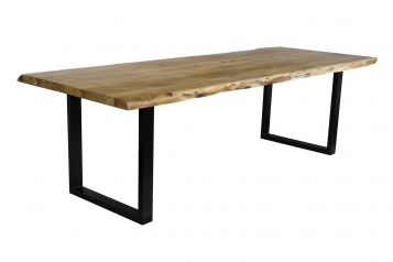 Esstisch Baumkante Akazie massiv Eiche 280 x 100 U-Gestell schwarz CALI