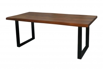 Esstisch Baumkante massiv Mango honigfarben 180 x 90 U-Gestell schwarz CALI
