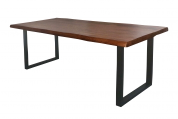 Esstisch Baumkante massiv Mango honigfarben 300 x 100 U-Gestell schwarz CALI