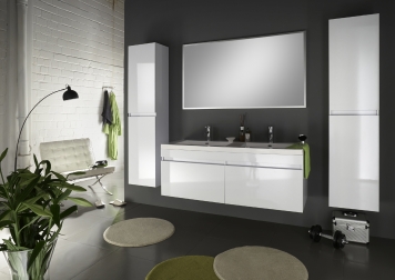 SAM® Badmöbel Set 4tlg Doppelwaschtisch 140 cm weiß Parma