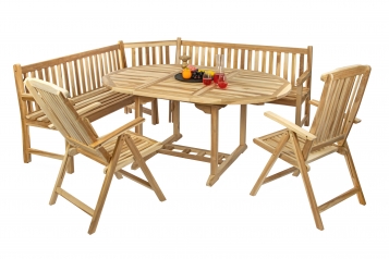 SAM® Gartenmöbel Set 4tlg mit Eckbank Teak Gartentisch ausziehbar 120-170 cm BORNEO/SOLO
