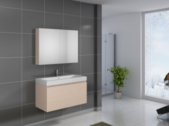 SAM® Badmöbel 2tlg Set Softclose Sonomaeiche Parma 100 cm