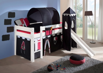 SAM® Kinder Spielbett Ritter I weiß gerade massiv Buche Auf Lager !