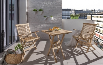 SAM® Balkonmöbel Set 3tlg Teak Klapptisch 70 x 70 cm SUNSET/MALLORCA