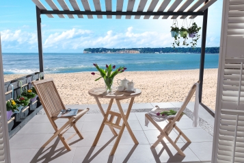 Balkonmöbel Set 3tlg Teak Klapptisch rund 60 cm ROMARIO/MENORCA