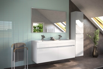 SAM® Badmöbel Set 3tlg Doppelwaschtisch 140 cm weiß Parma