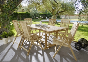 SAM® Teak Gartengruppe 7tlg. Kuba 150-200x100