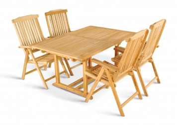 SAM® Teak Gartengruppe 5tlg Kuba Hochlehner Aruba