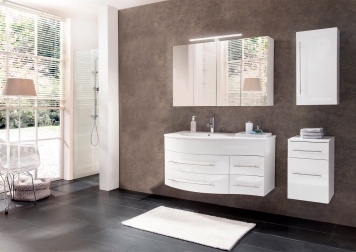 SAM® Badmöbel Set 4tlg Becken 110 cm weiß Hochglanz Dublin links Demnächst !