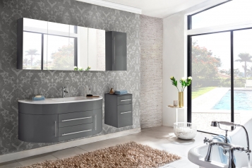 SAM® Badmöbel Set 4tlg Waschbecken 140 cm grau Hochglanz Dublin