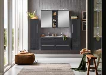 SAM® Doppelwaschtisch 120 cm hochglanz schwarz 4tlg. VILLA
