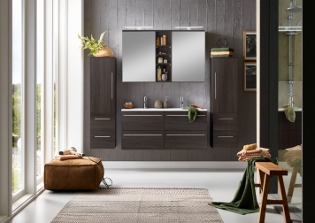 SAM® Doppelwaschtisch 120 cm Trüffeleiche Holz 4tlg. VILLA