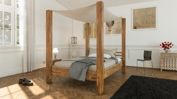Himmelbett 140x200 cm Massivholzbett Akazie BELLA Auf Lager !