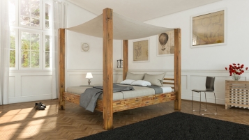 Himmelbett 160x200 cm Massivholzbett inkl. Himmel Akazie BELLA Auf Lager !