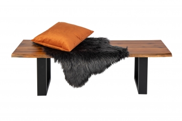 SAM® Sitzbank Baumkante 160 cm Cognac massiv Akazie schwarz ESRA