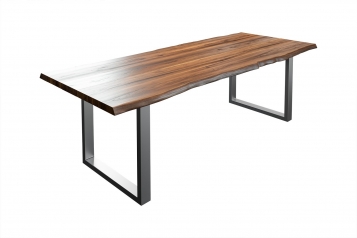  Esstisch Baumkante massiv Akazie nussbaum 180 x 90 silber LIAM