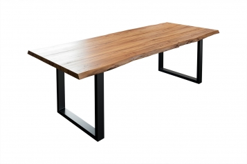  Esstisch Baumkante massiv Akazie natur 220 x 100 schwarz LIAM
