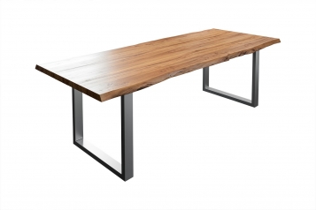  Esstisch Baumkante massiv Akazie natur 240 x 100 silber LIAM