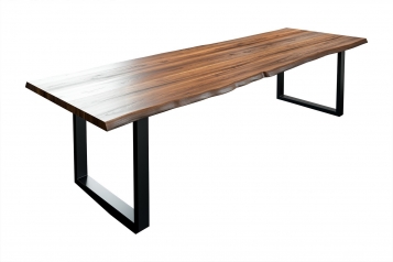  Esstisch Baumkante massiv Akazie nussbaum 300 x 100 schwarz LIAM