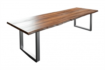  Esstisch Baumkante massiv Akazie nussbaum 300 x 100 silber LIAM