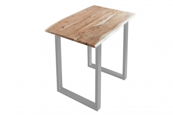 SAM® Bartisch Baumkante massiv Akazie natur 80 x 80 silber Quebec