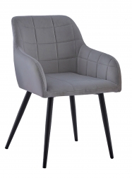 SAM® Esszimmer Armlehnstuhl Samt grau schwarz Metallbeine LARS