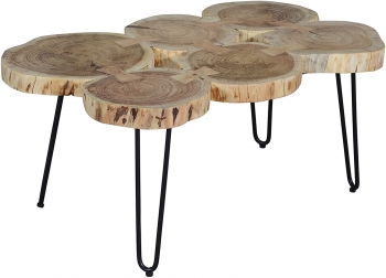 SAM® Beistelltisch Couchtisch aus 6 Baumscheiben Akazie Natur LOGI