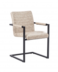 Esszimmerstuhl Freischwinger Beige Stoffbezug Eisengestell PARZIVO