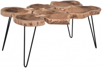 SAM® Beistelltisch Couchtisch 6 Baumscheibe Akazie Natur LOGAN