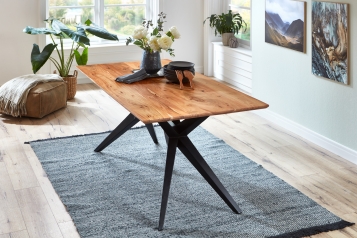 SAM® Esstisch Akazie Natur massiv schwarz 200 x 100 cm Schweizer Kante HEIDI