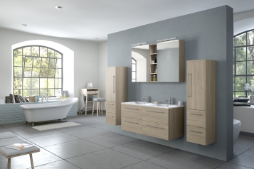 SAM® Badmöbel Set 4tlg Doppelwaschtisch 120 cm Sonomaeiche VALERIE