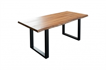  Esstisch Baumkante massiv Akazie natur 120 x 80 schwarz LIAM
