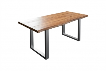  Esstisch Baumkante massiv Akazie natur 120 x 80 silber LIAM