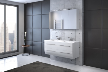 SAM® Badmöbelset Zesiro 3tlg - 120 cm Doppelwaschbecken Hochglanz weiß