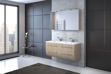 SAM® Badmöbelset Zesiro 3tlg - 120 cm Doppelwaschbecken Sonomaeiche Matt