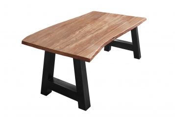  Esstisch Baumkante massiv Akazie Natur 120 x 80 A-Gestell schwarz ATHEN