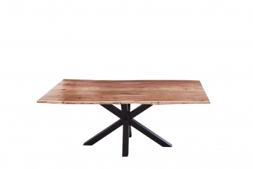  Esstisch Baumkante massiv Akazie natur 200 cm Spider-Gestell schwarz QUINCY