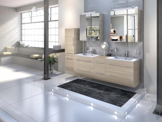 SAM® Badmöbelset 4tlg Doppelwaschplatz 150 cm sonomaeiche Zesiro