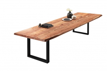  Esstisch Baumkante massiv Akazie natur 240 x 110 schwarz VALIN