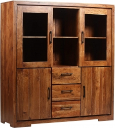 Highboard 140 x 45 x 150 cm Akazienholz nussbaumfarben SARAH