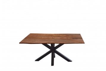  Esstisch Baumkante massiv Akazie nussbaum 160 cm Spider-Gestell schwarz QUINCY